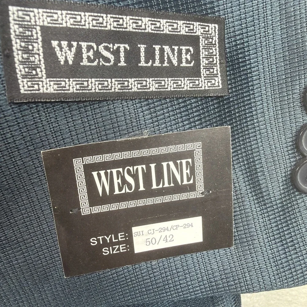 70s Vtg Westline Suit Mens 50/40 Blue Yellow Western Point Yoke Rockabilly